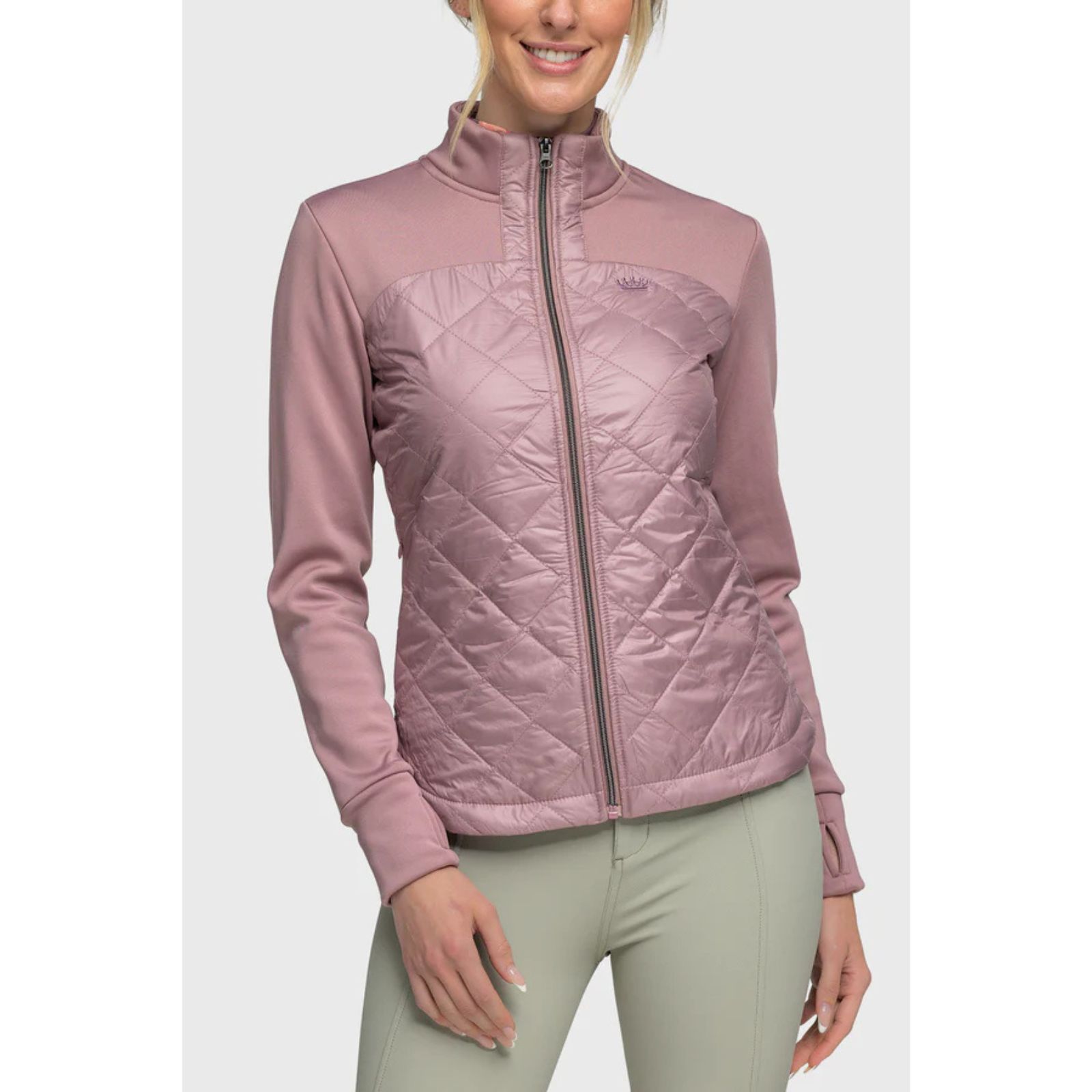Front of Kastel Denmark Quilted Front Jacket in Dusty Mauve - Women's XS