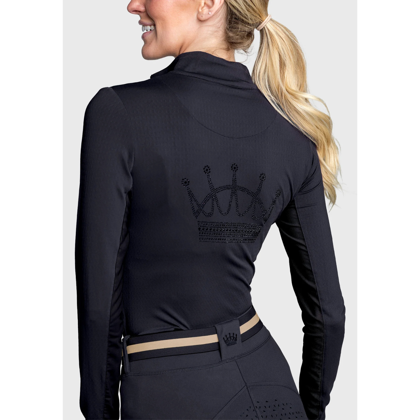 Back of Kastel Denmark Long Sleeve Crystal Crown Shirt in Black - Women's XL