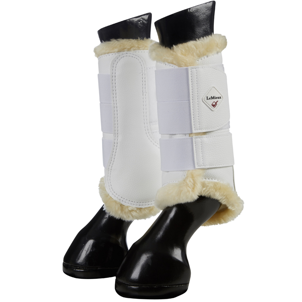 LeMieux Fleece Lined Brushing Boots in White - Large