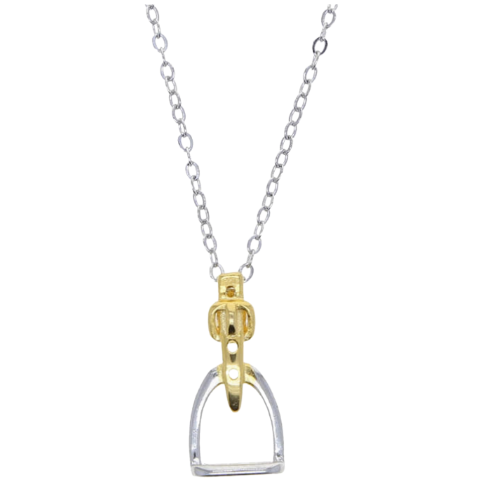 Awst Int'l Two Tone Rhodium Stirrup Necklace in Gold/Silver