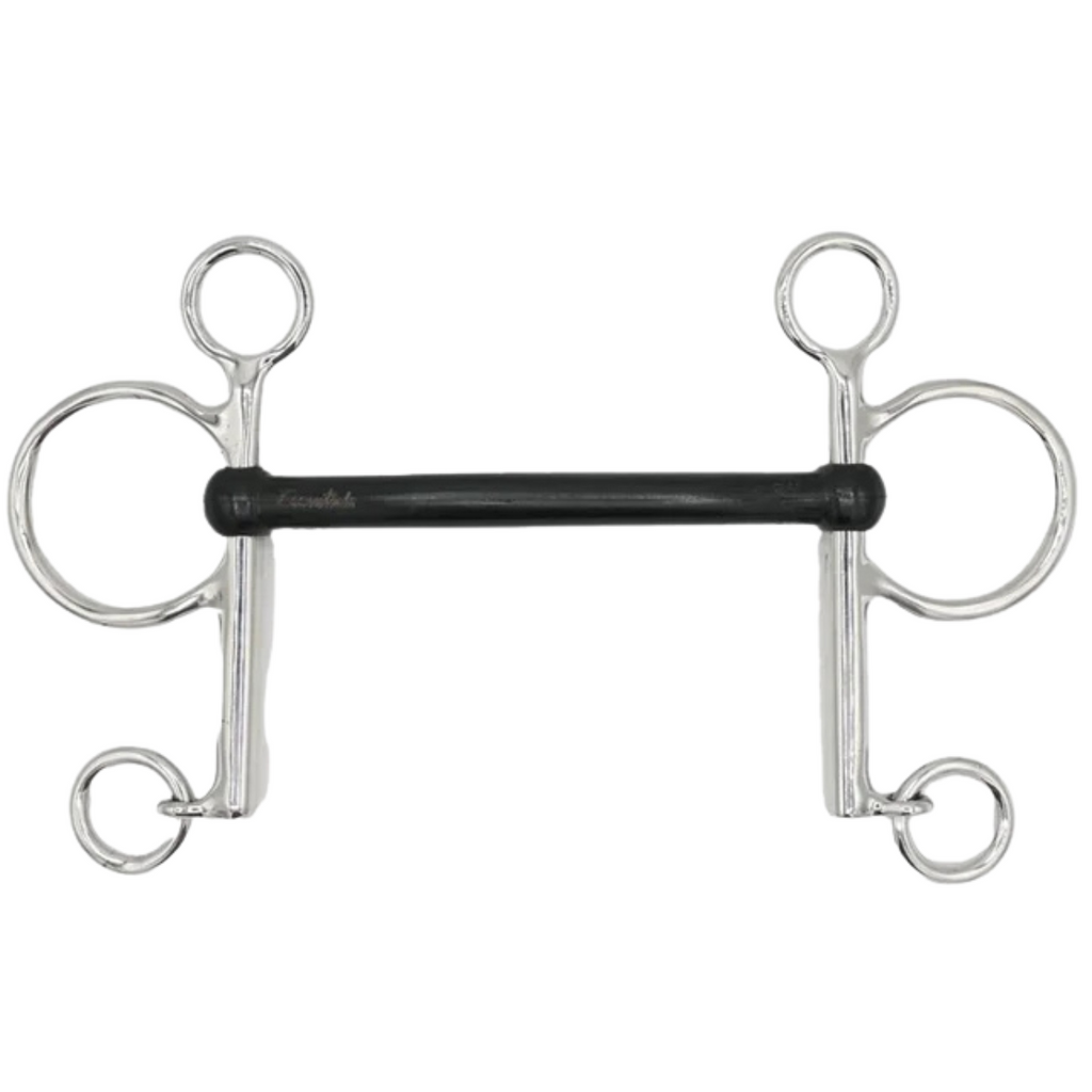 EHI Essentials Rubber Mullen Mouth Pelham Bit in Black/Stainless Steel