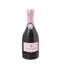 Bottle of champagne box with a pink cap and label on a white background