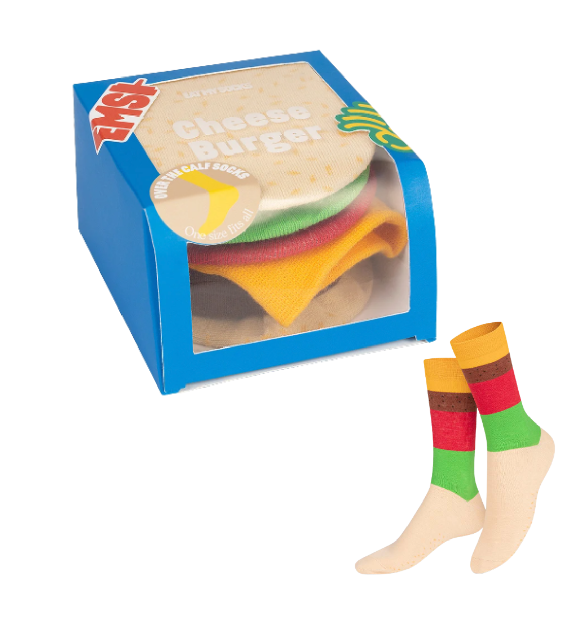 Cheeseburger packaging of socks.