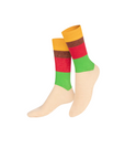 Striped socks on white background.