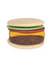Socks folded into shape and mold of a cheeseburger.