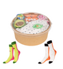 Set of socks with a clear container labeled 'Poke Box' on a white background