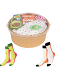 Set of socks with a clear container labeled 'Poke Box' on a white background