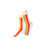 Pair of socks with rainbow stripes on a white background