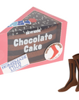Sock box designed to look like a chocolate cake with socks displayed in front