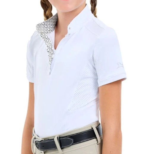 RJ Classics 'Brynn Jr' Short Sleeve Show Shirt in White/Horseshoes