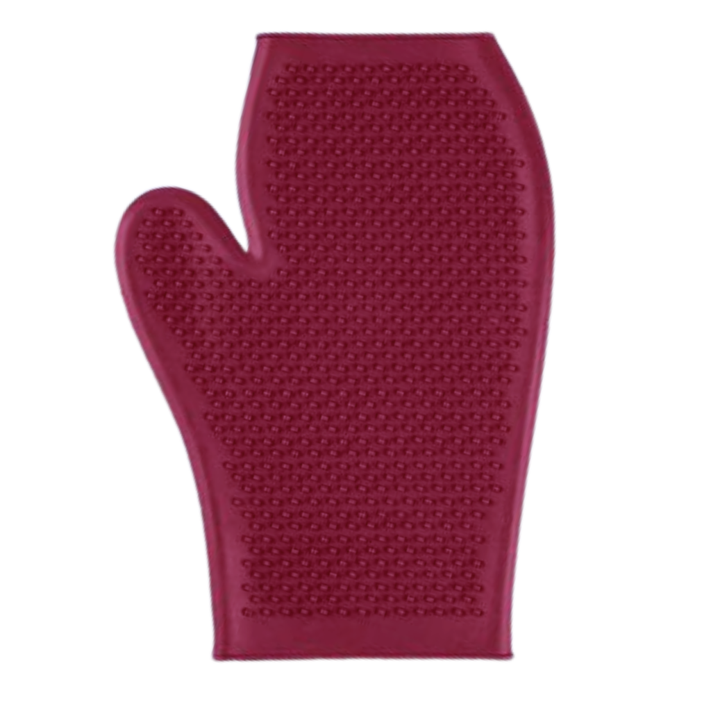 Equi-Essentials Rubber Grooming Mitt in Burgundy