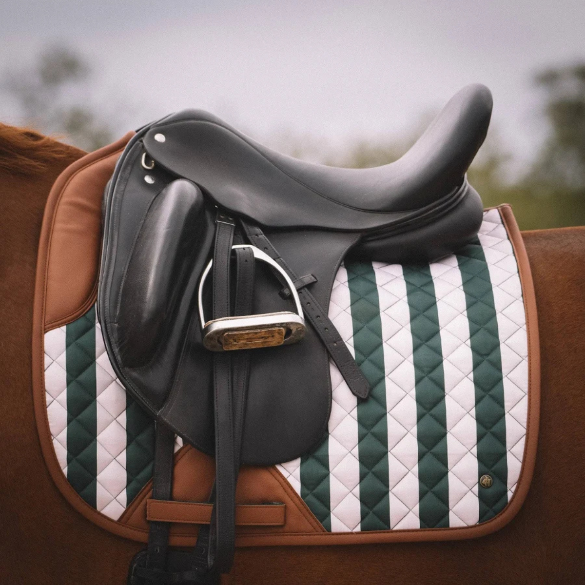 Sixteen Cypress Dressage Saddle Pad in Carmel Stripe