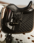 Sixteen Cypress Dressage Saddle Pad in Black & Gold Leaf - Full