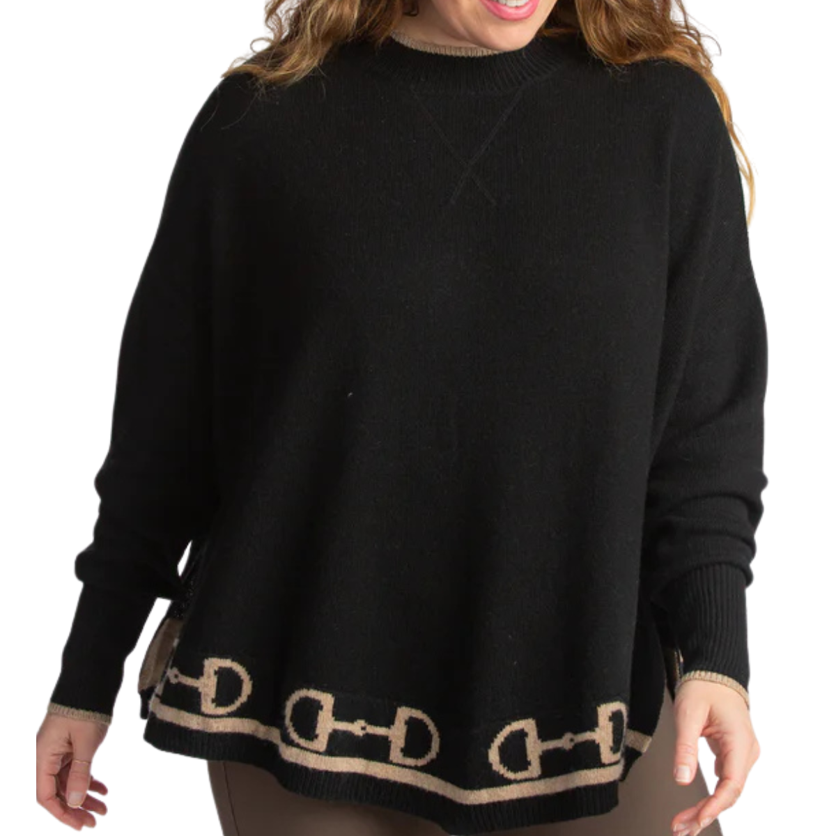 Hannah Childs 'Kristina Bit' Poncho in Black/Oatmeal