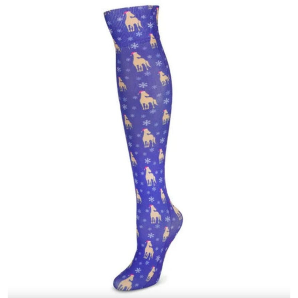 Ovation Zocks Boot Socks in Christmas Horses - Women's 9-11