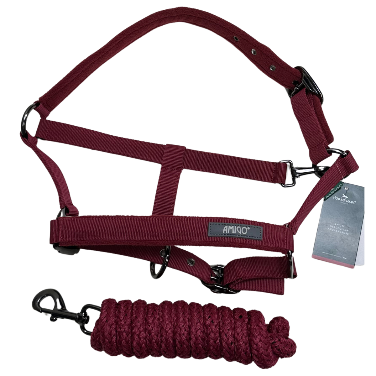 Horseware Amigo Halter and Leadrope Set in Mulberry