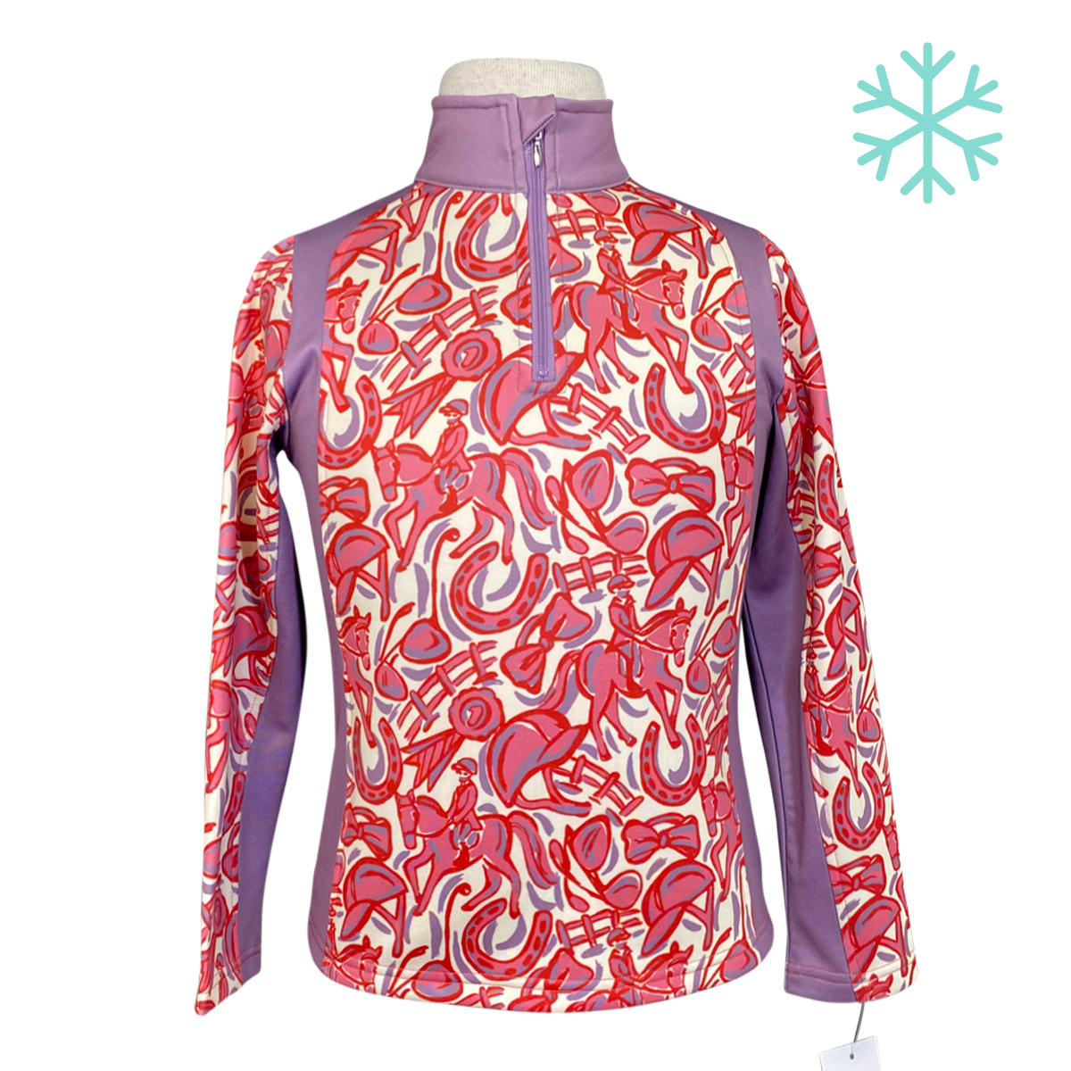 Belle &amp; Bow Equestrian Girls’ Fleece Pullover in Pink Ponies - Children&#39;s 6