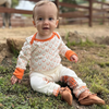 Mini Britches Long Sleeve Onesie in Orange Horse Shoe - Children's 6-12 mo