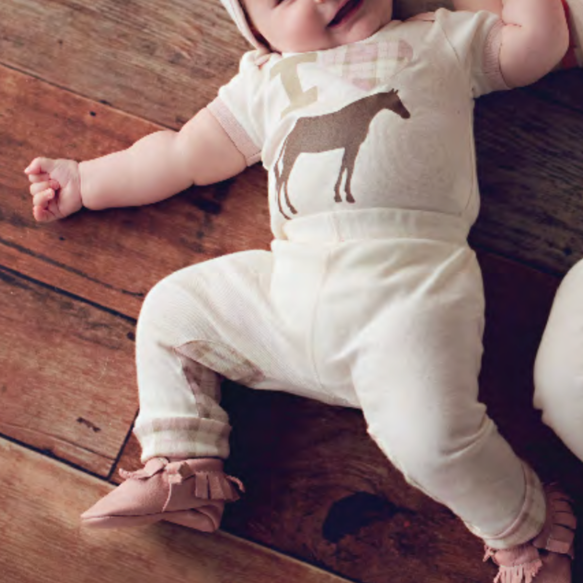 Mini Britches Baby Riding Pants in Ivory/Pink Plaid