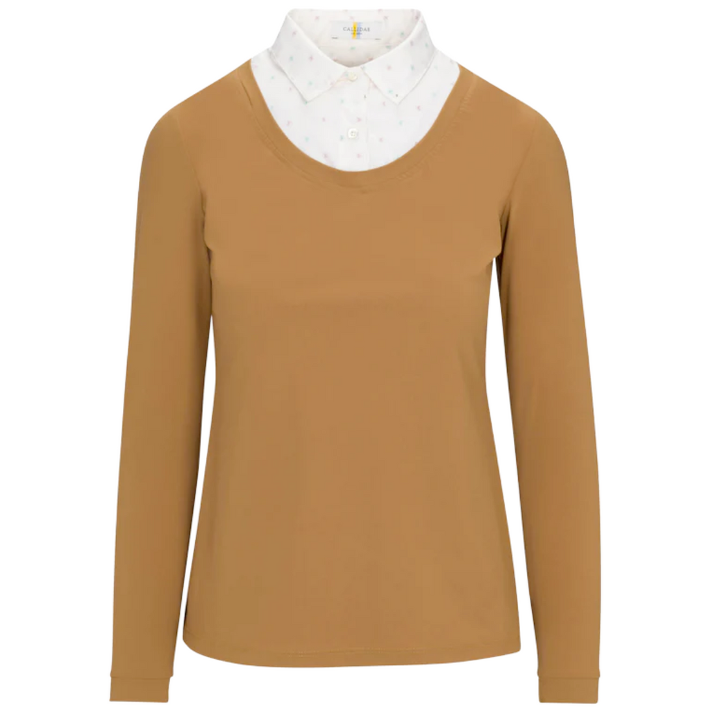 Callidae The Practice Shirt in Camel w/ Moon Dobby - Women's Small