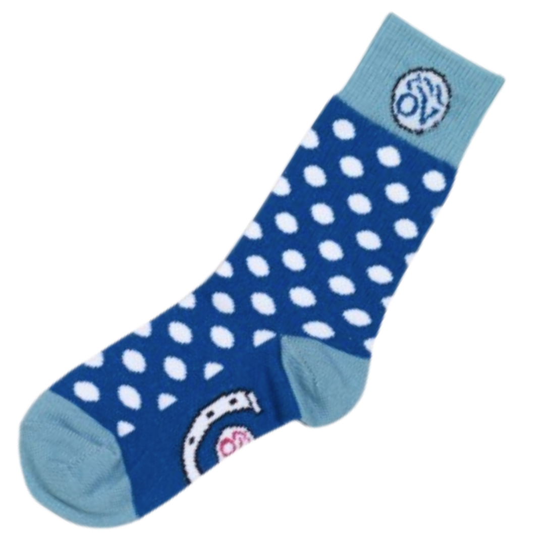 Ovation 'Lucky' Knee High Socks in Blue Polka Dot 