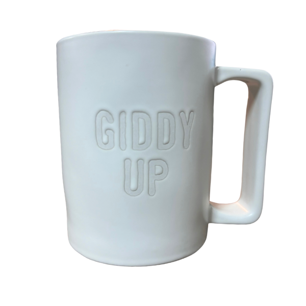 &#39;Giddy Up&#39; Organic Ceramic Mug in White - 16 oz.