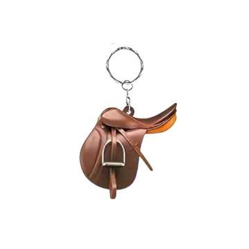 Acrylic Saddle Key Chain in Cognac - 2