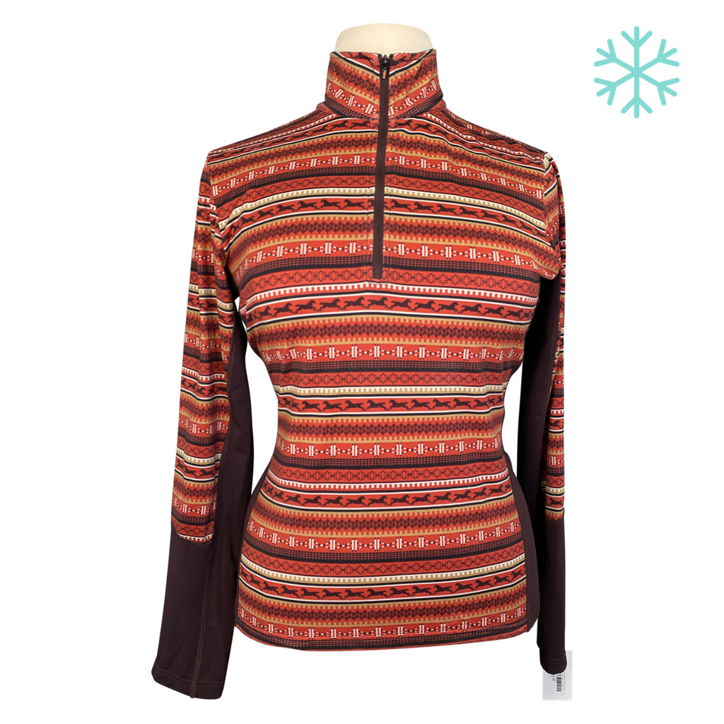 Kerrits Long Sleeve Winter Shirt in Red/Tan Equestrian Aztec - Women's Small