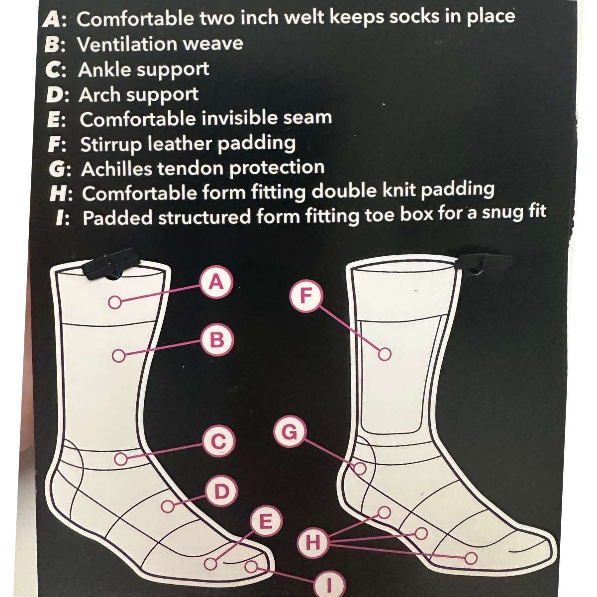 Foot Huggies &quot;Made for Riders&quot;  HUNTER Socks in Black/Green - Medium (Shoe Size 7-9.5)