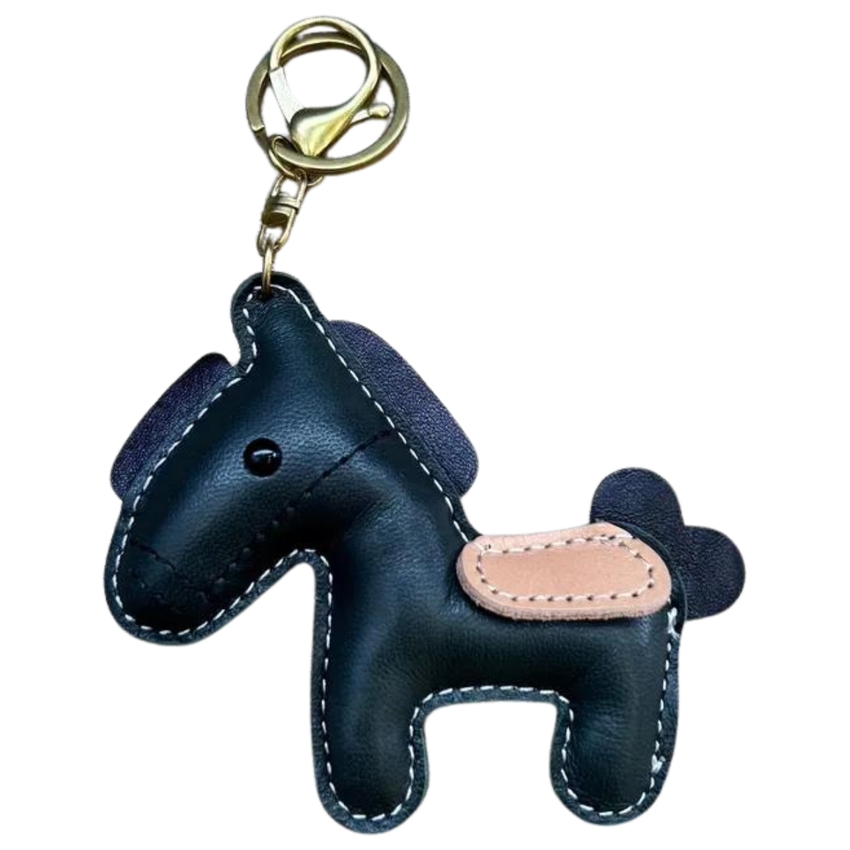 Leather Pony Bag Charm in Black