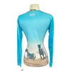 Ollywear Long Sleeve Sun Shirt in Bright Aqua with White Horses Print