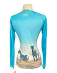 Ollywear Long Sleeve Sun Shirt in Bright Aqua with White Horses Print