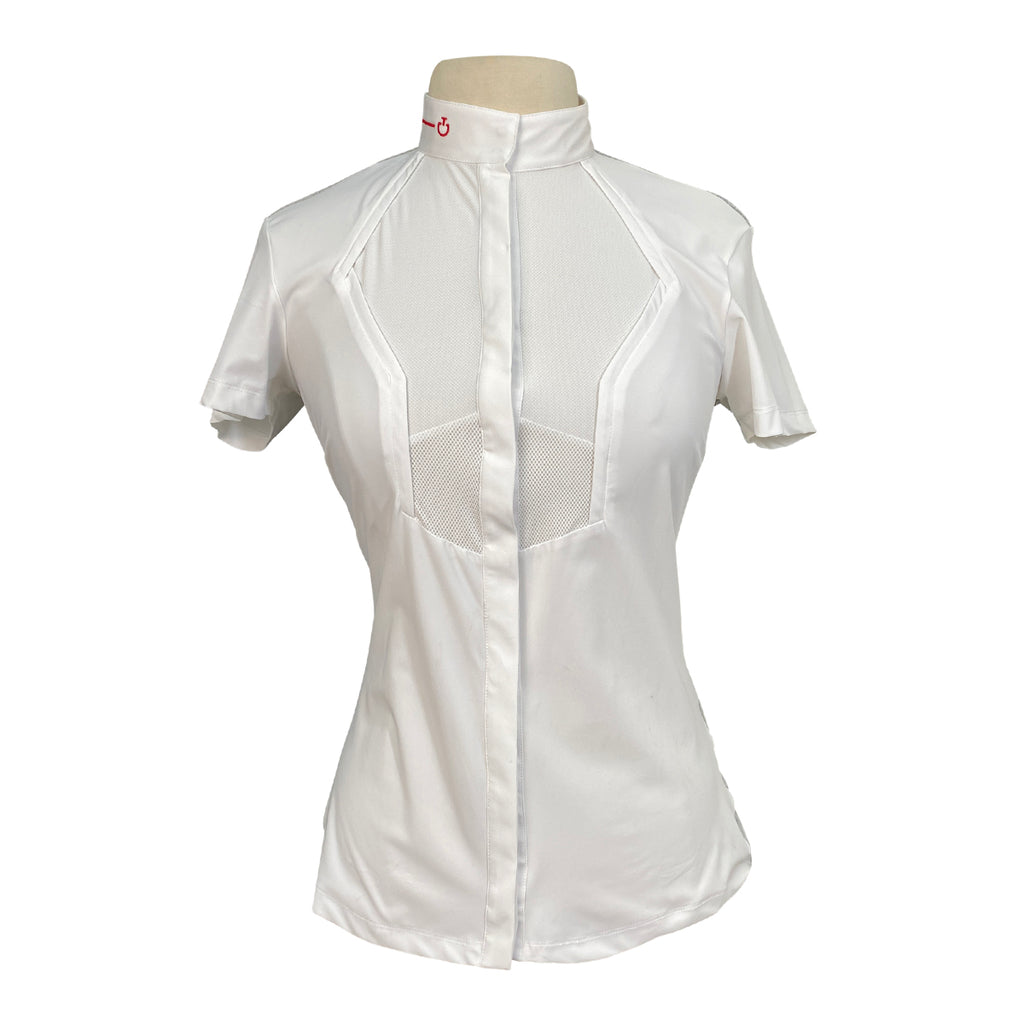 Cavalleria Toscana R-Evo Technical Knit Show Shirt in White/Grey - Women's Large