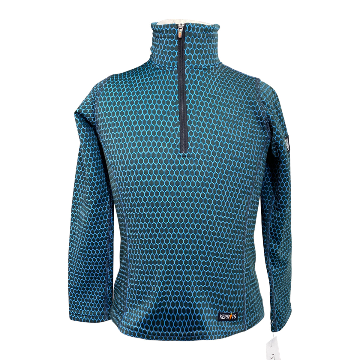 Kerrits Quarter Zip Pullover Jacket in Black/Blue Octagons