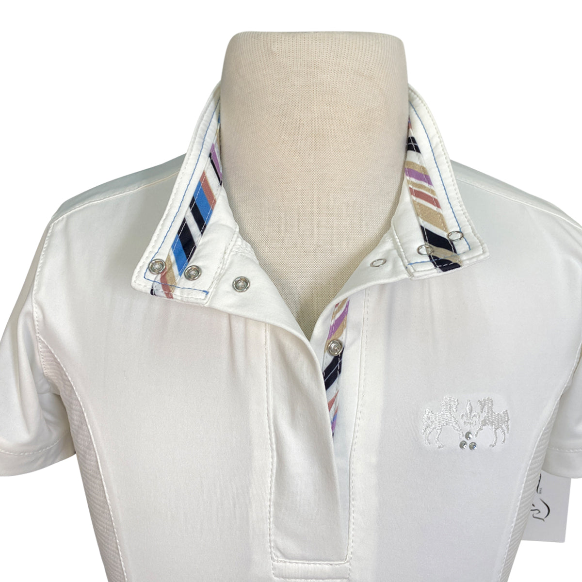 Equine Couture 'Cara' Short Sleeve Show Shirt in White - Children's Medium