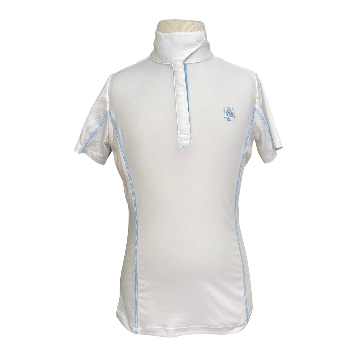 Romfh Competitor Short Sleeve Show Shirt in White/Baby Blu