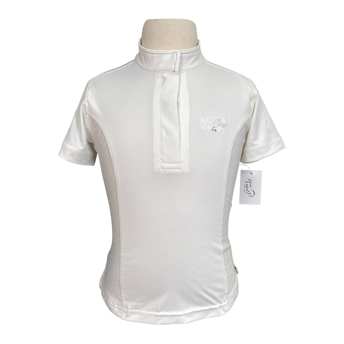 Equine Couture 'Cara' Short Sleeve Show Shirt in White - Children's Medium