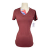 Front of TuffRider 'Taylor' EquiCool Short Sleeve V-Neck Tee in Wine - Women's XS