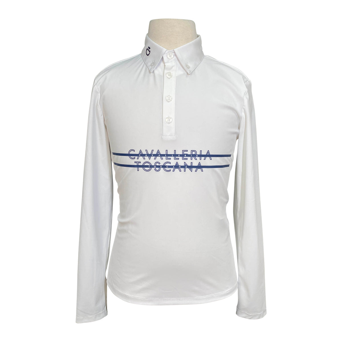 Cavalleria Toscana Printed Stripe CT Logo L/S Jersey in White/Blue