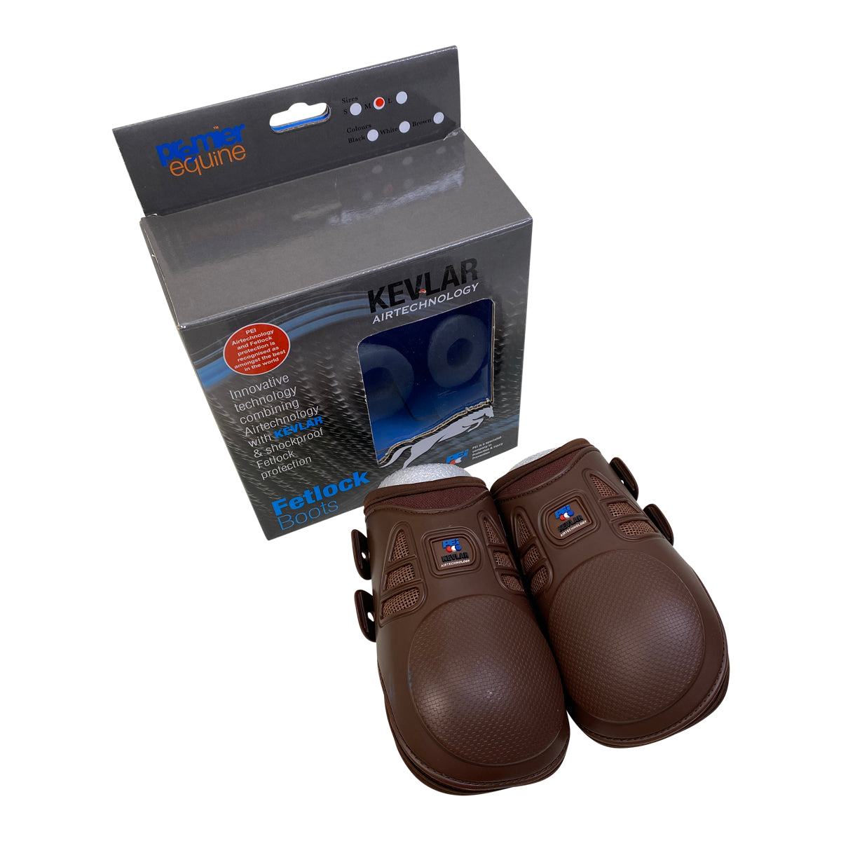 Premier Equine Kevlar Airtechnology Fetlock Boots in Brown