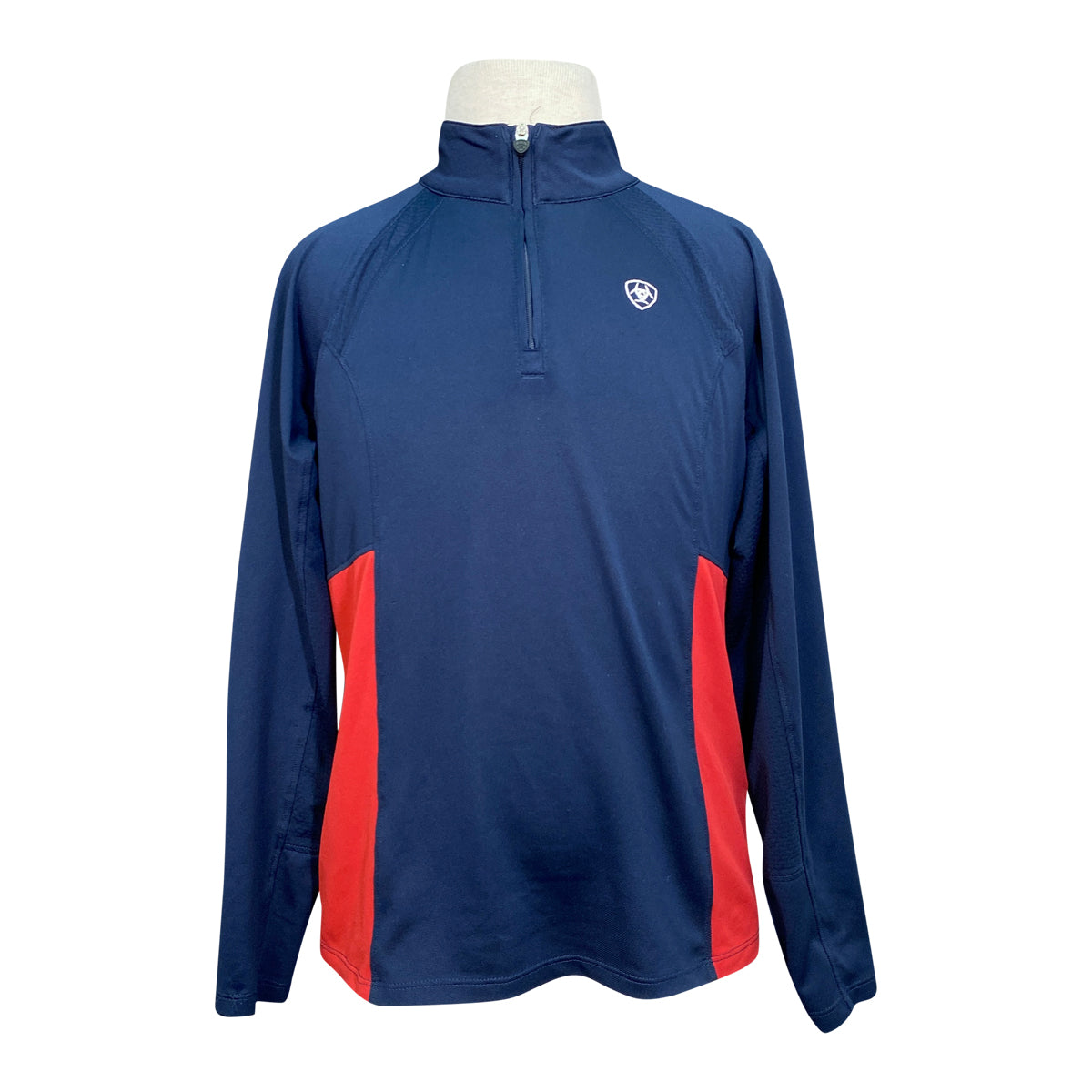 Ariat TEK Heat Series 1/4 Zip Long Sleeve Shirt in Navy/Red