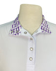 Éce Equestrian Cap Sleeve Competition Shirt in White/Purple Foxes