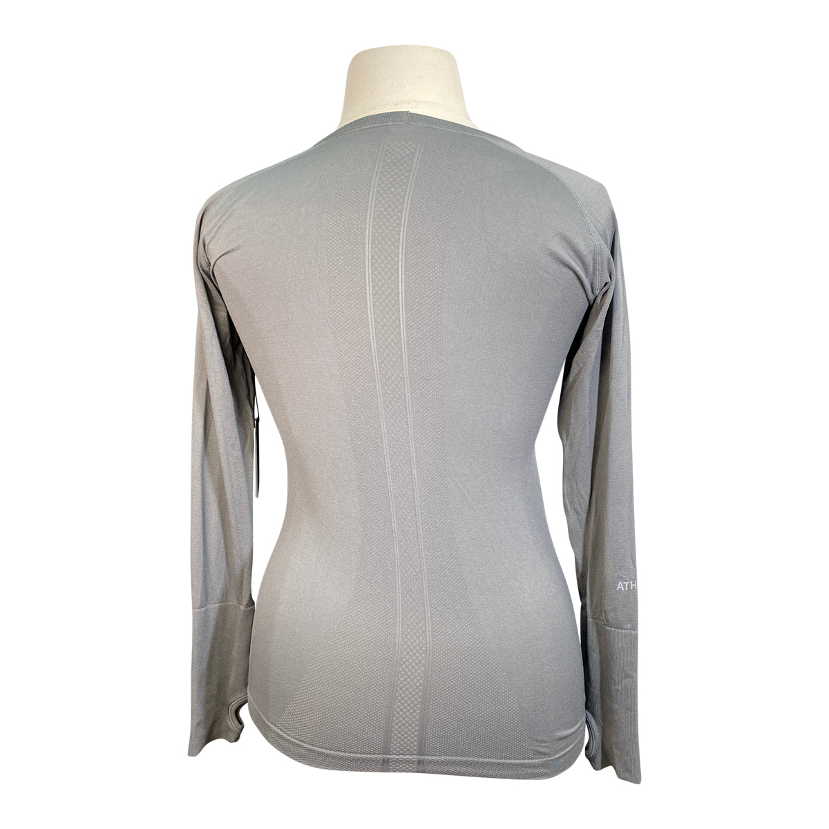 Back of TKEQ 'The Kennedy' Seamless Long Sleeve Shirt in Grey - Women's L/XL