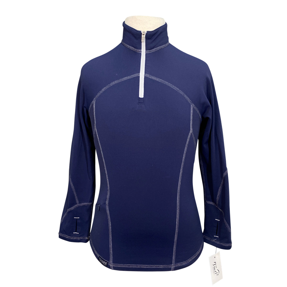 Dover Saddlery Kids Fleece 1/4 Zip Pullover Top in Navy 