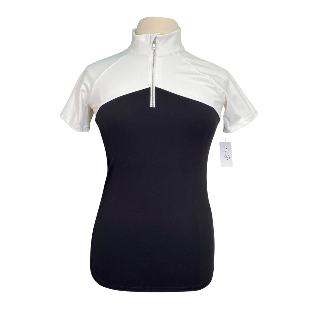 Dapple Bay Short Sleeve 'Lady' Riding Top in Black/White - Women's XS