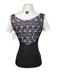 Aztec Diamond Equestrian Show Sleeve Lace Show Shirt in Black/White - Women's Small