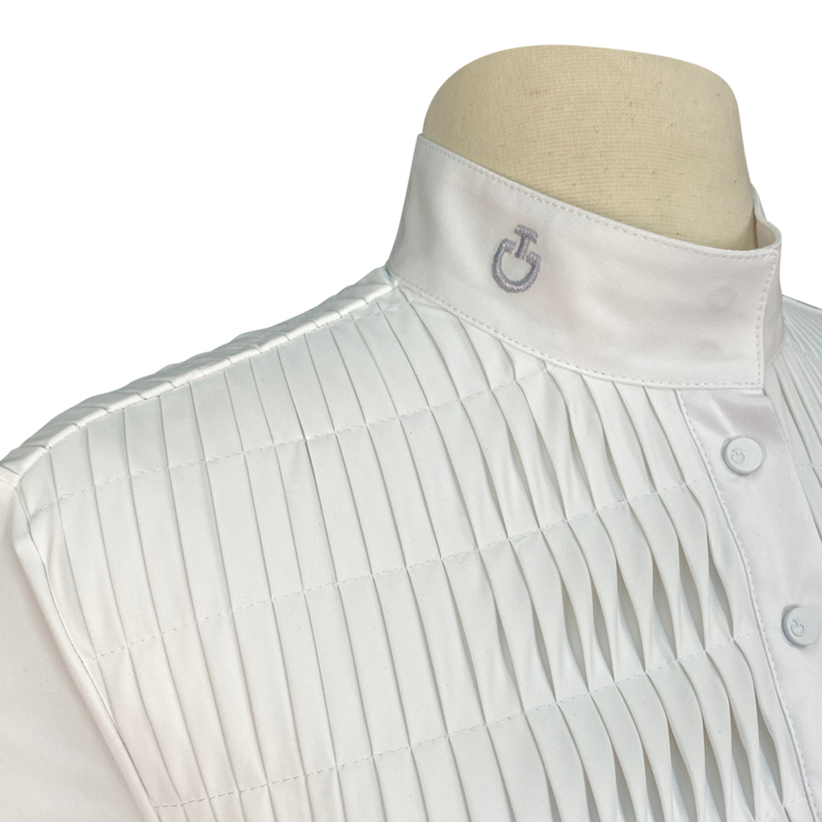 Cavalleria Toscana Jersey S/S Competition Shirt w/Pleated Bib in White