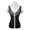 Aztec Diamond Equestrian Show Sleeve Lace Show Shirt in Black/White - Women's Small