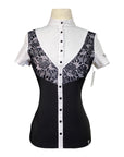 Aztec Diamond Equestrian Show Sleeve Lace Show Shirt in Black/White - Women's Small