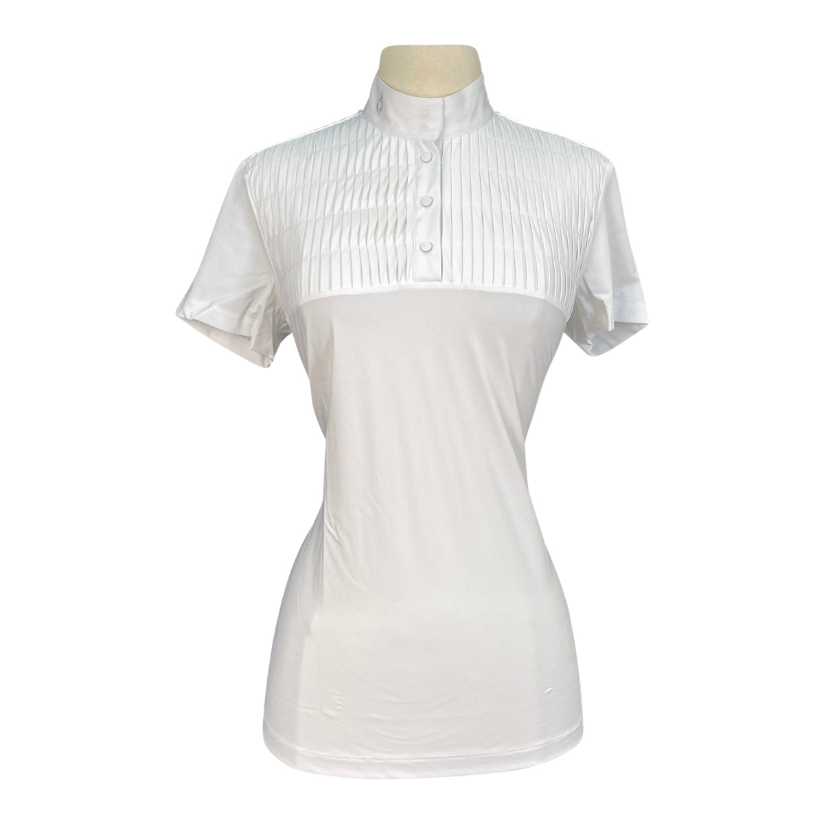 Cavalleria Toscana Jersey S/S Competition Shirt w/Pleated Bib in White